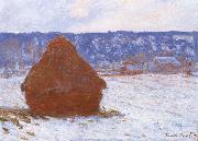 Grainstack in Overcast Weather,Snwo Effect Claude Monet